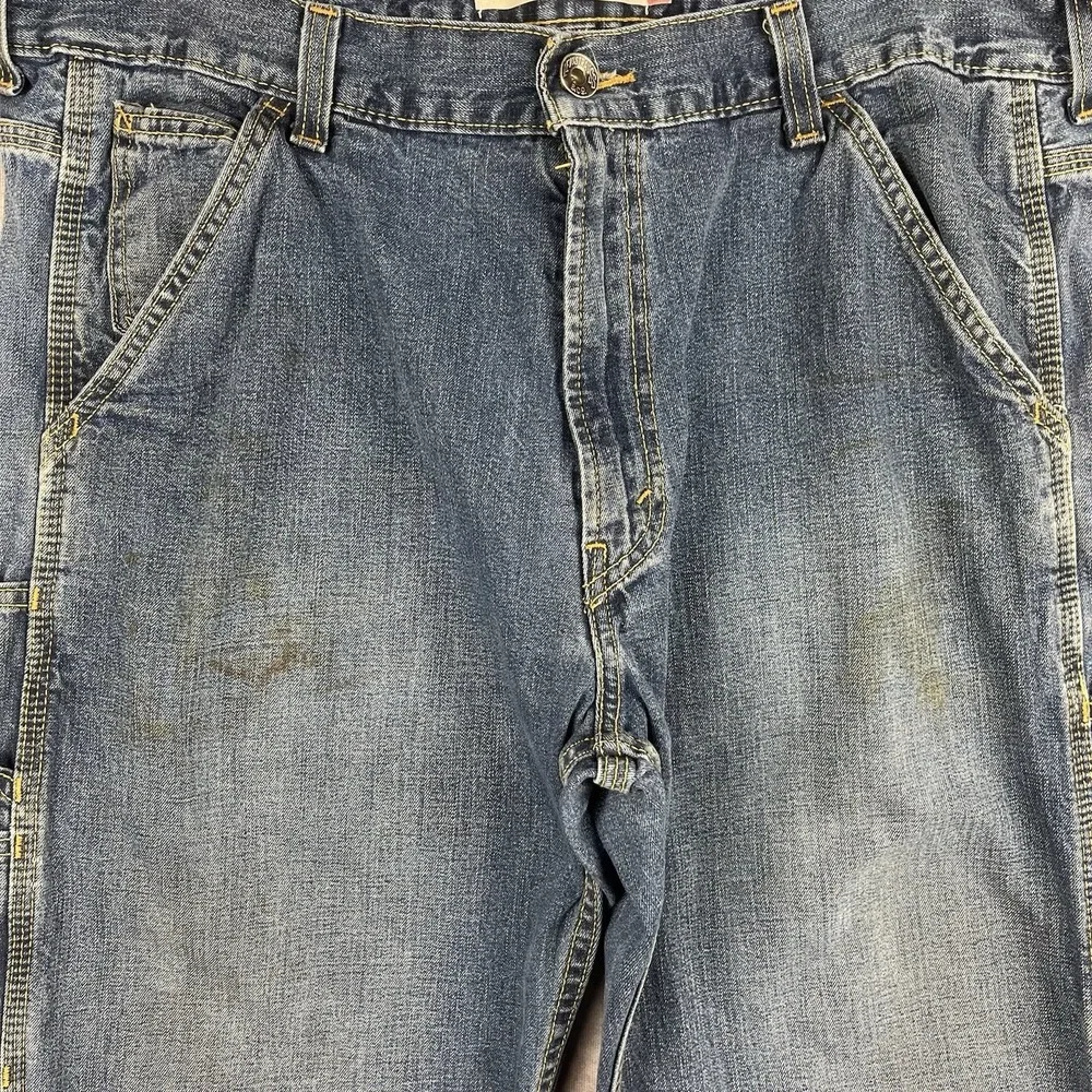 Vtg LEVI'S Carpenter Loose Straight Jeans Mens 38x32 Baggy Work Dark Wash Denim‎